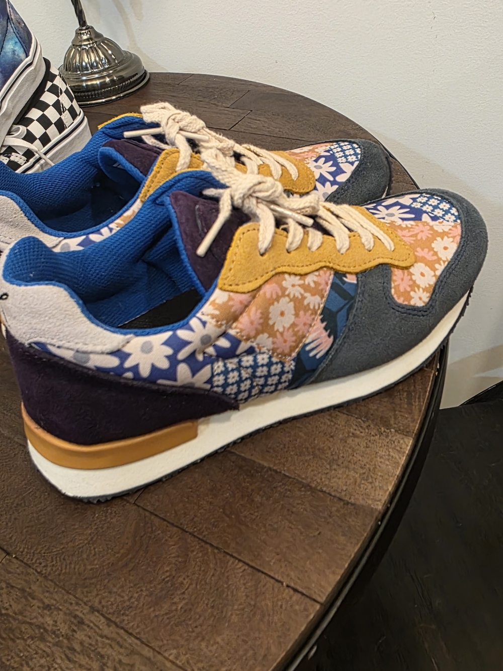Hendrix Inkkas Multicolor Floral Lace-Up Sneakers in Blue, Pink & Yellow